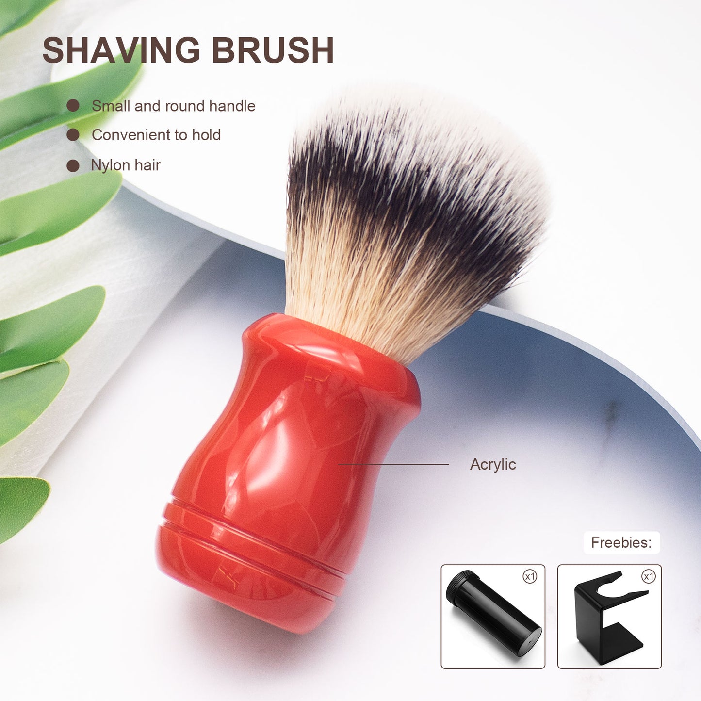 GG Shaving Brush|Nylon Hair|Red Acrylic Handle