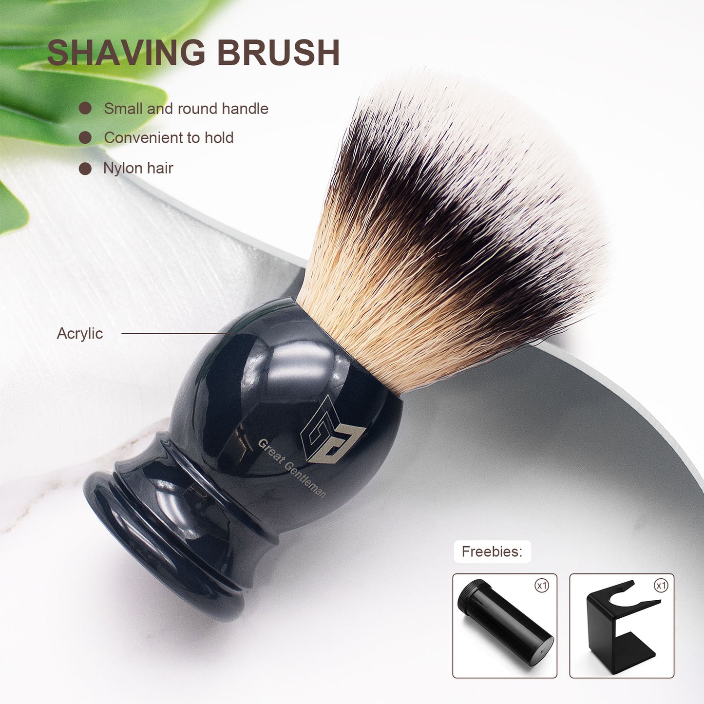 GG Shaving Brush|Nylon Hair|Grey Acrylic Handle|Navy Blue