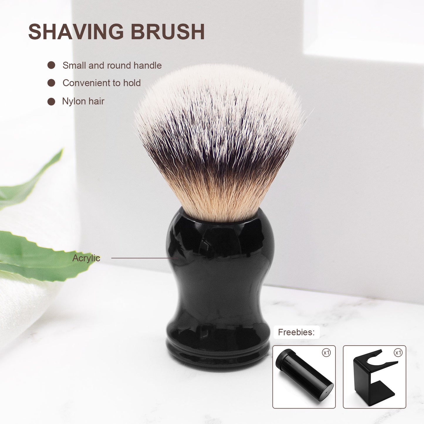 GG Shaving Brush|Nylon Hair|Black Acrylic Handle|Double Bottom