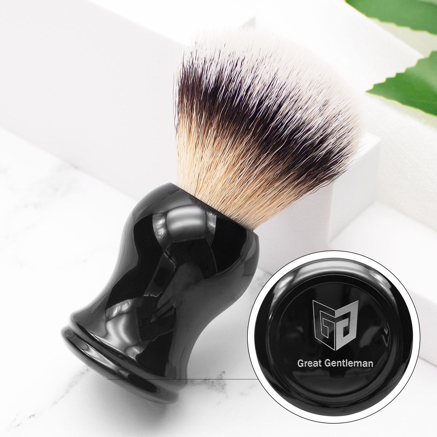 GG Shaving Brush|Nylon Hair|Black Acrylic Handle|Double Bottom
