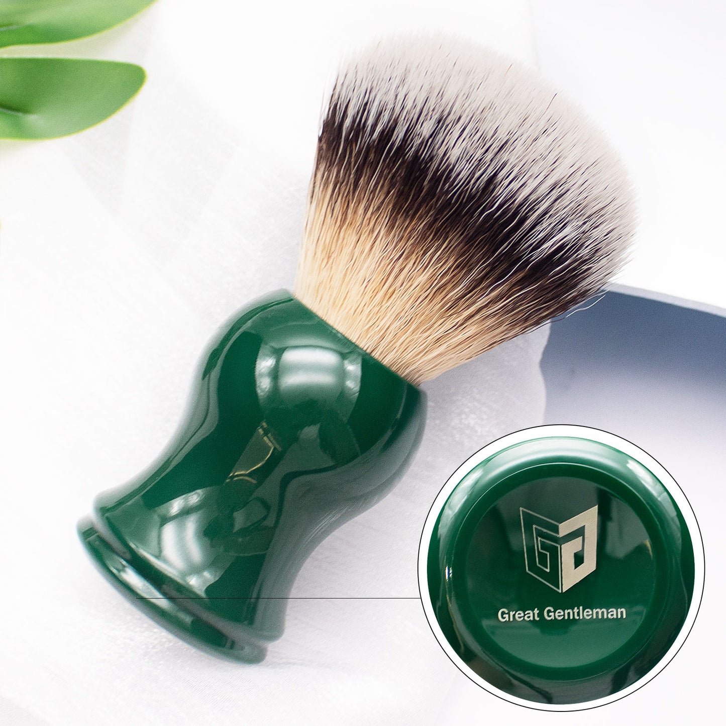 GG Shaving Brush|Nylon Hair|Green Acrylic Handle|Double Bottom