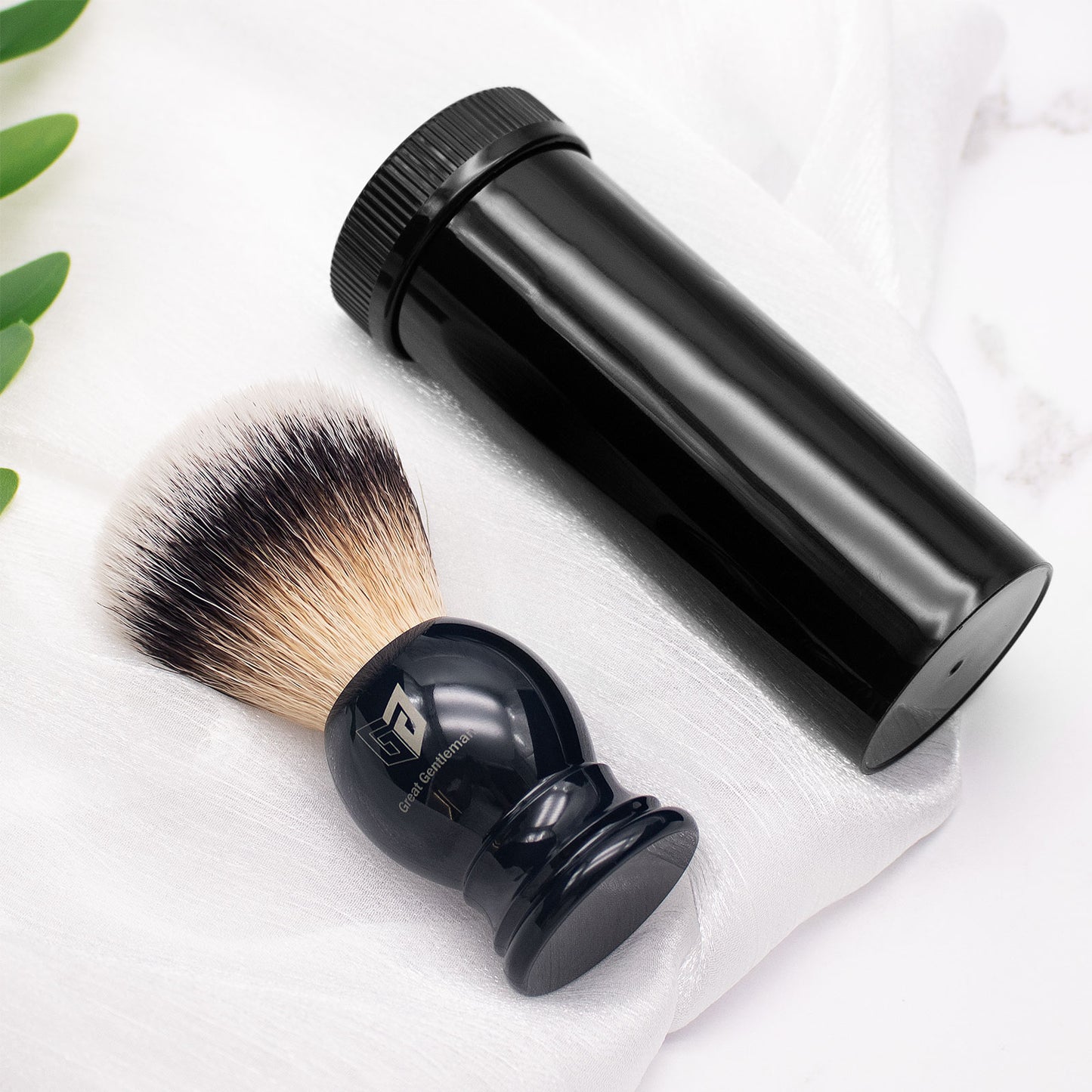 GG Shaving Brush|Nylon Hair|Grey Acrylic Handle|Navy Blue