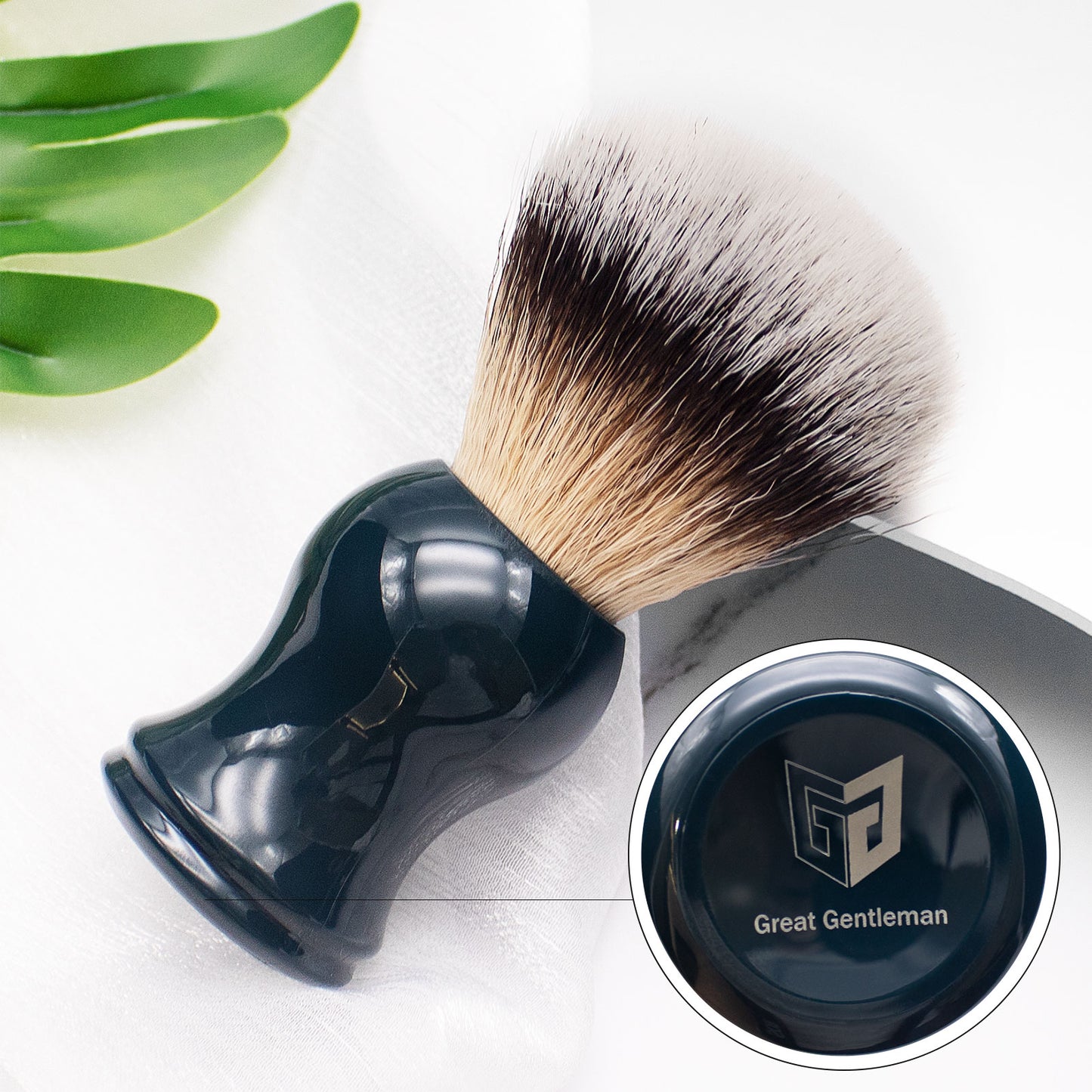 GG Shaving Brush|Nylon Hair|Navy Blue Acrylic Handle|Double Bottom