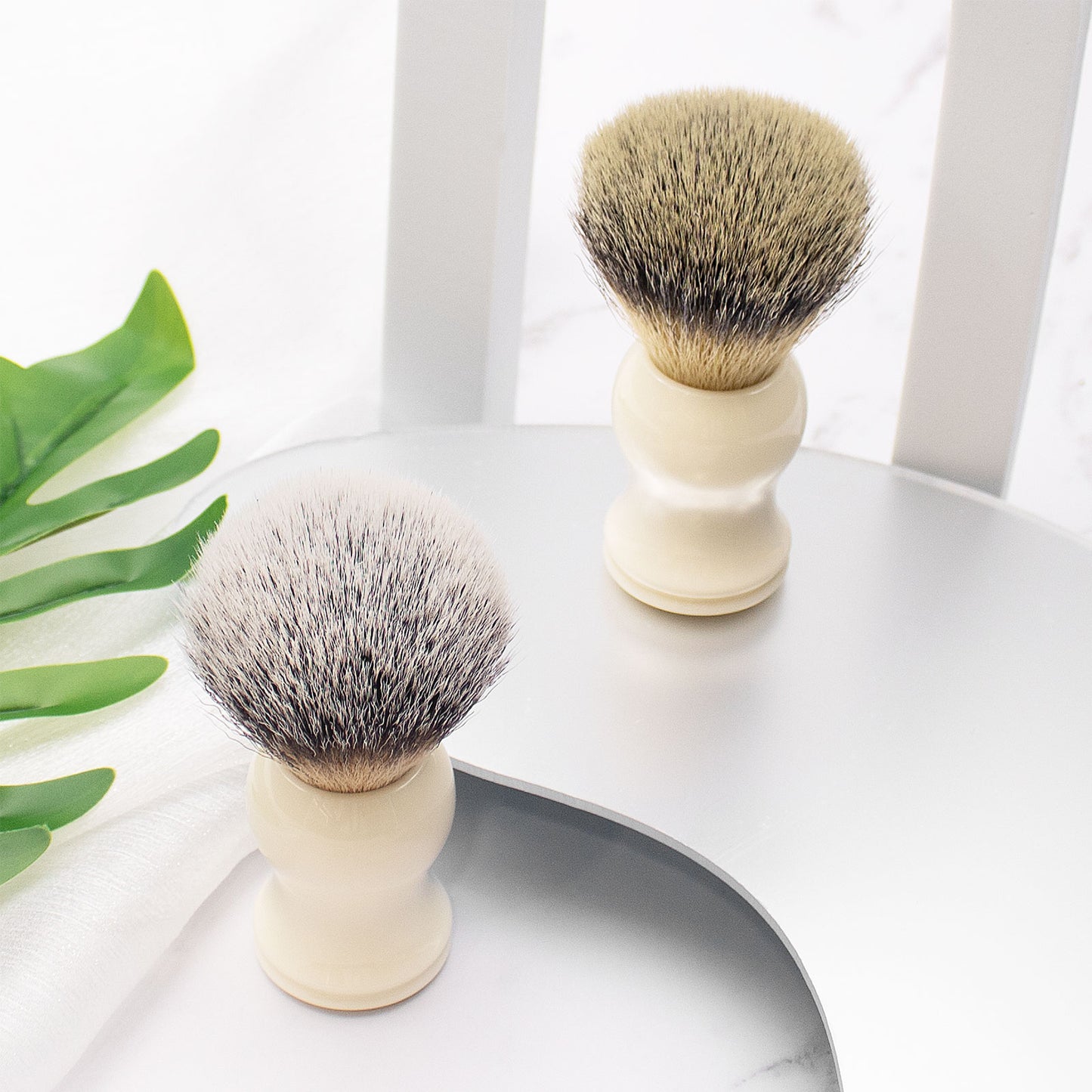GG Shaving Brush|Nylon Hair|White Acrylic Handle|Double Bottom