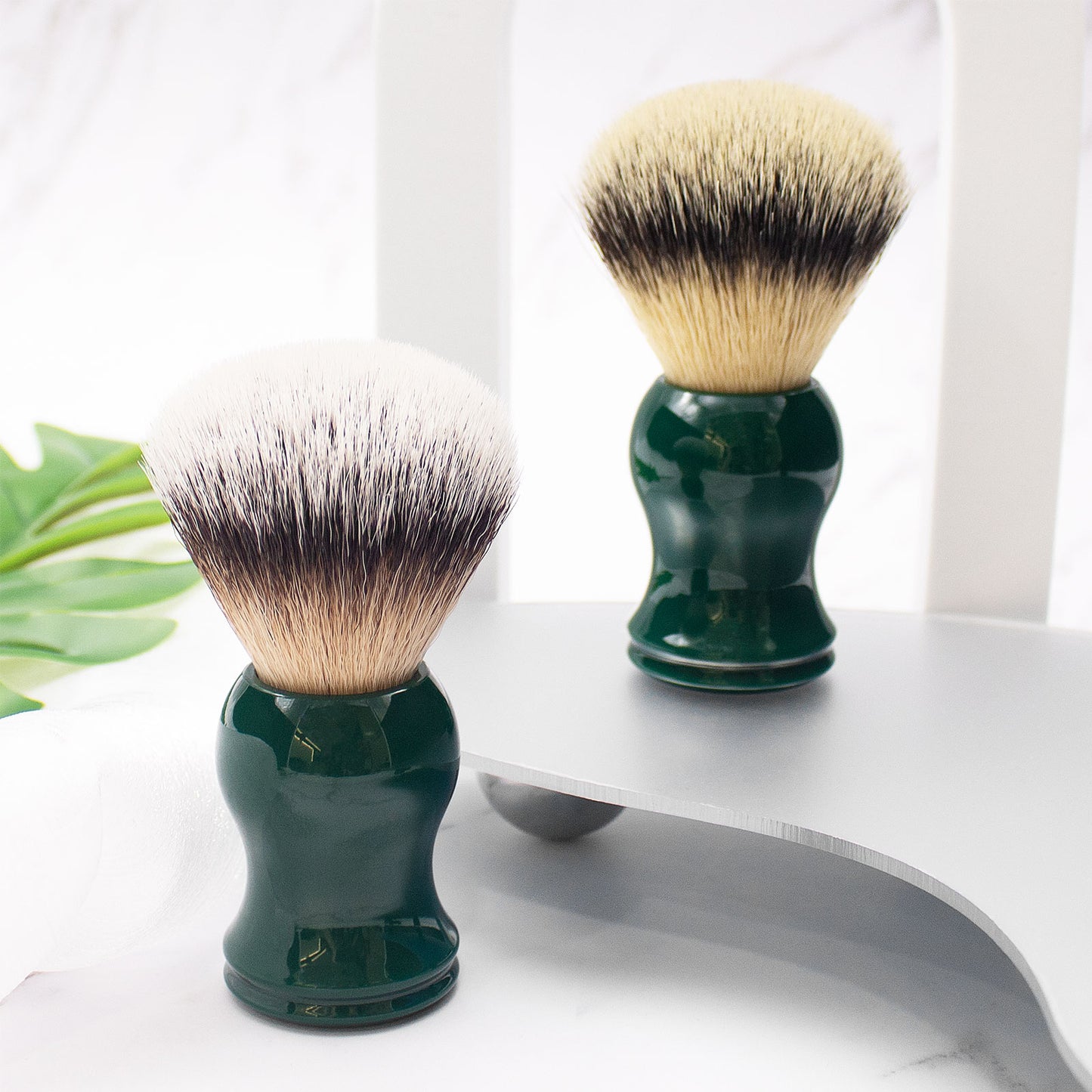 GG Shaving Brush|Nylon Hair|Green Acrylic Handle|Double Bottom