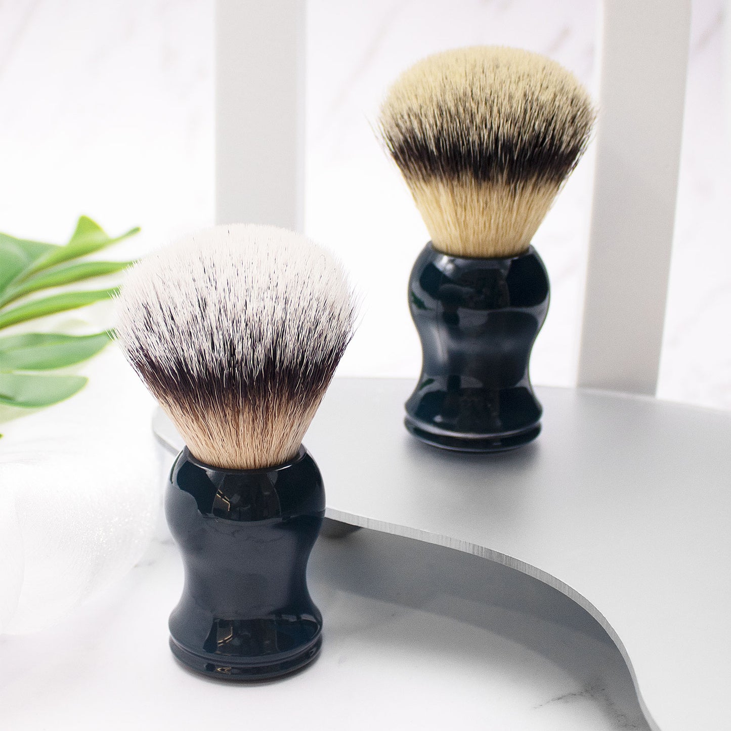 GG Shaving Brush|Nylon Hair|Navy Blue Acrylic Handle|Double Bottom