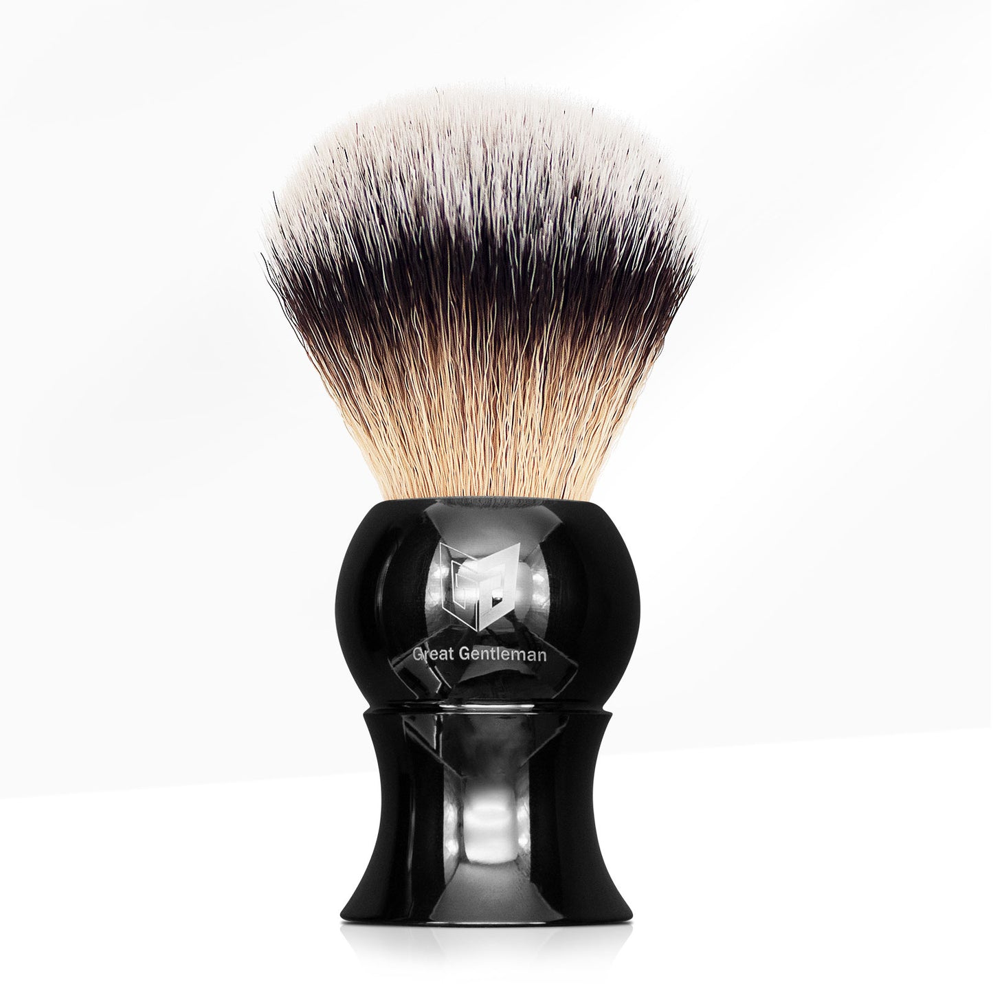 GG Shaving Brush|Nylon Hair|Black Acrylic Handle|Waist Drum