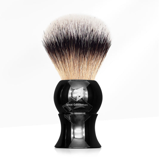 GG Shaving Brush|Nylon Hair|Black Acrylic Handle|Waist Drum