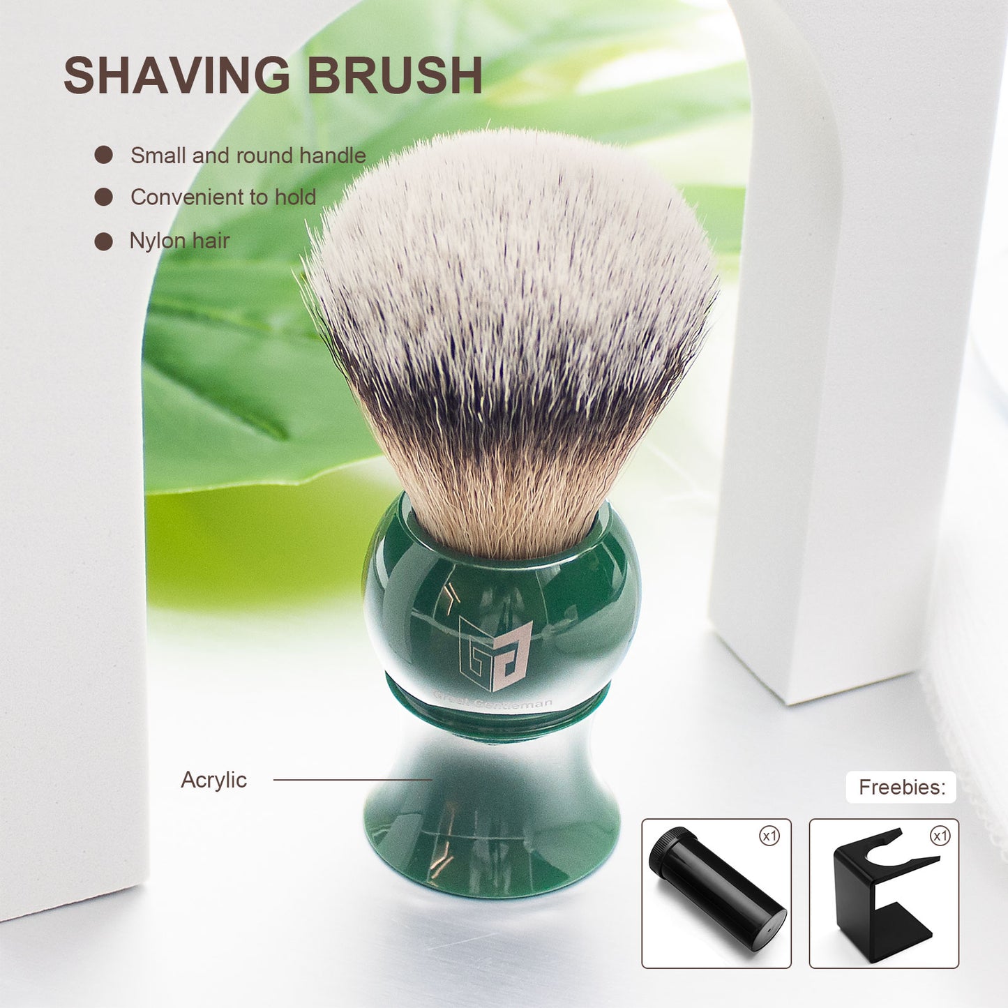 GG Shaving Brush|Nylon Hair|Green Acrylic Handle