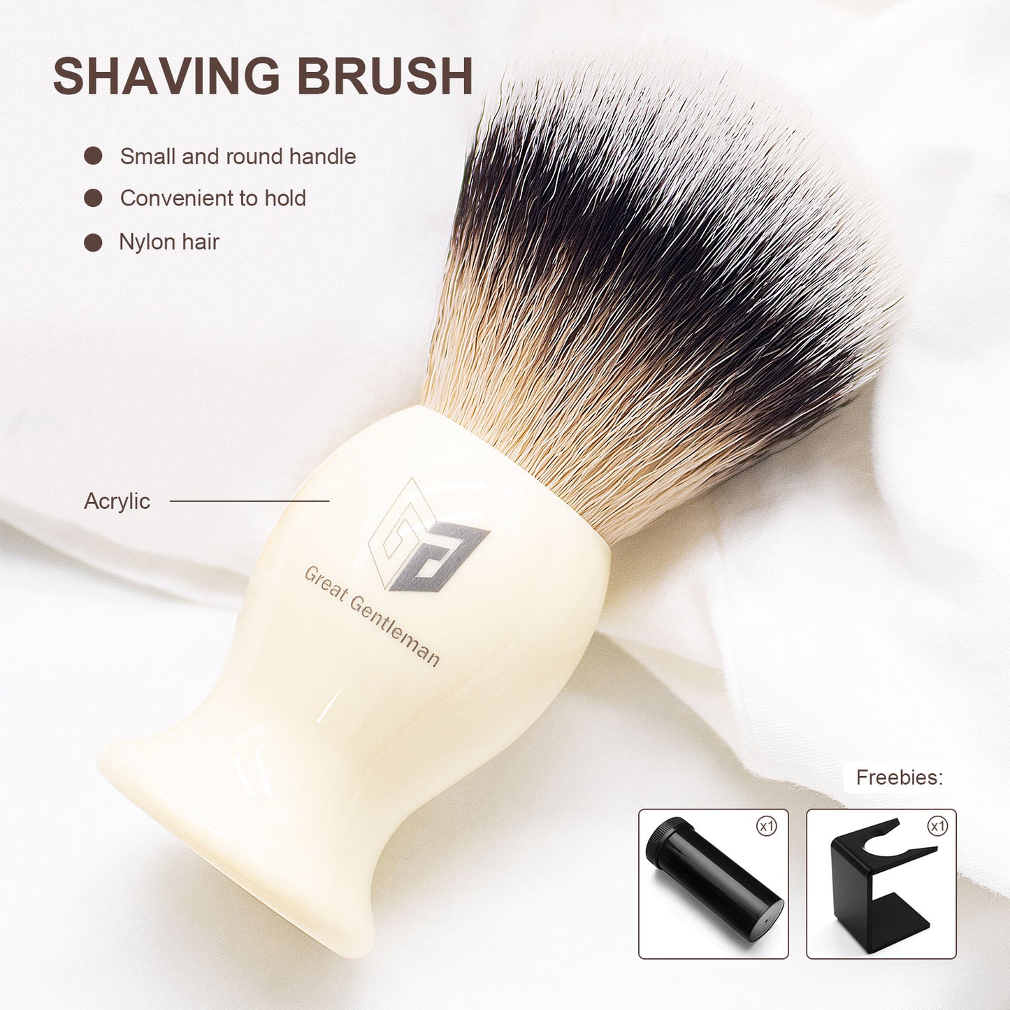 GG Shaving Brush|Nylon Hair|Lvory White Acrylic Handle