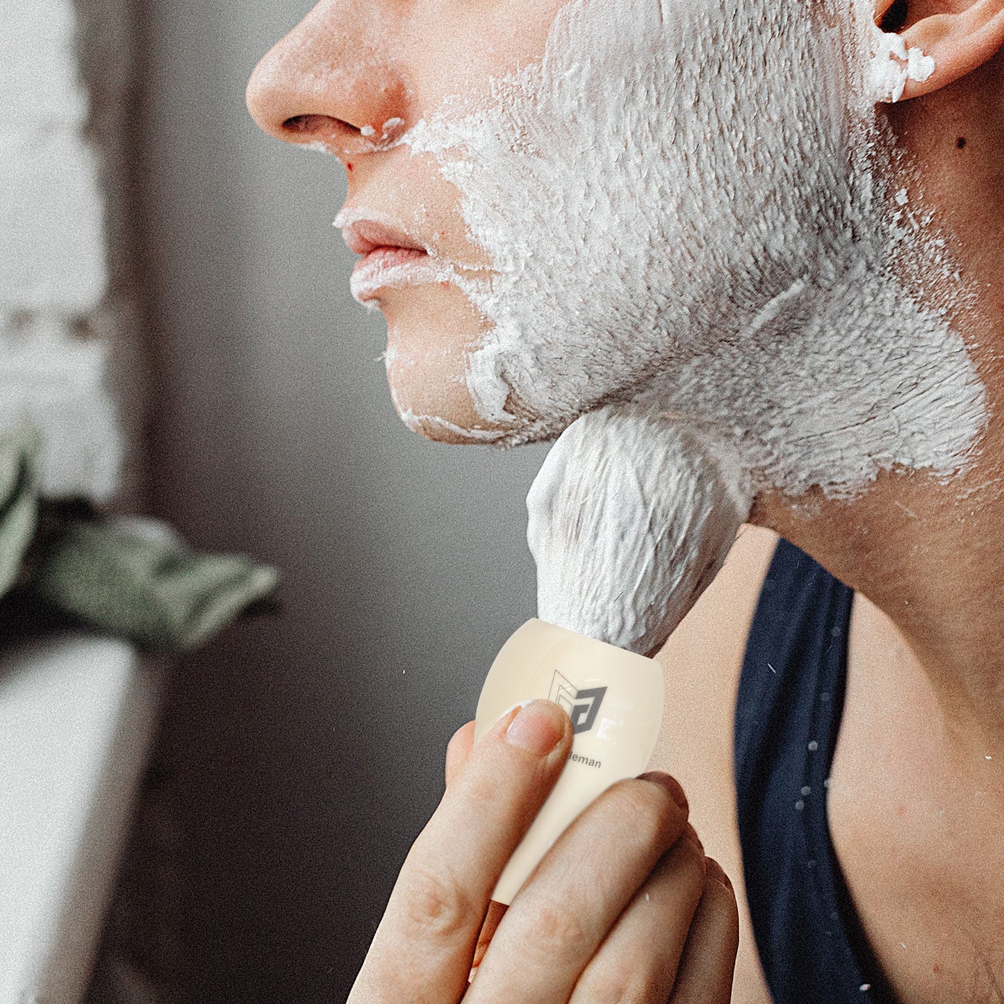 GG Shaving Brush|Nylon Hair|Lvory White Acrylic Handle