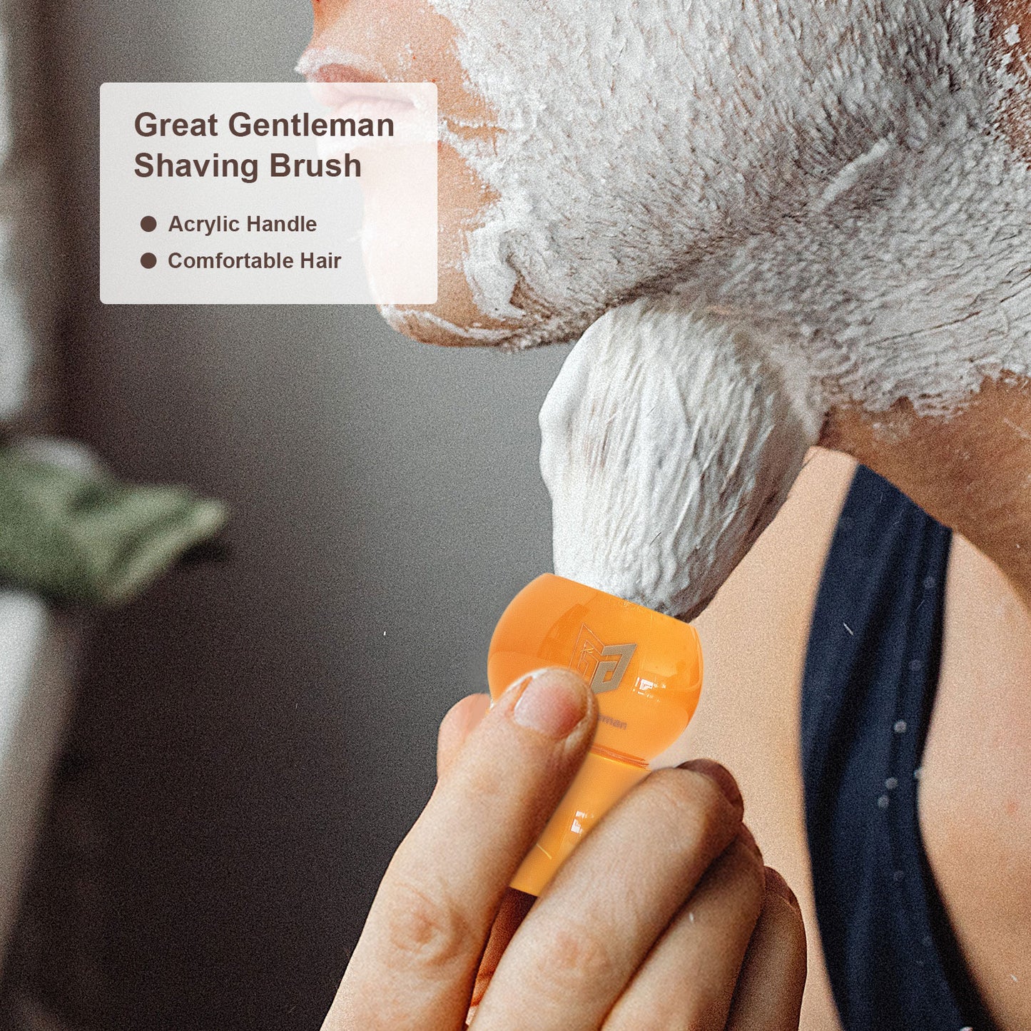 GG Shaving Brush|Nylon Hair|Yellow Acrylic Handle