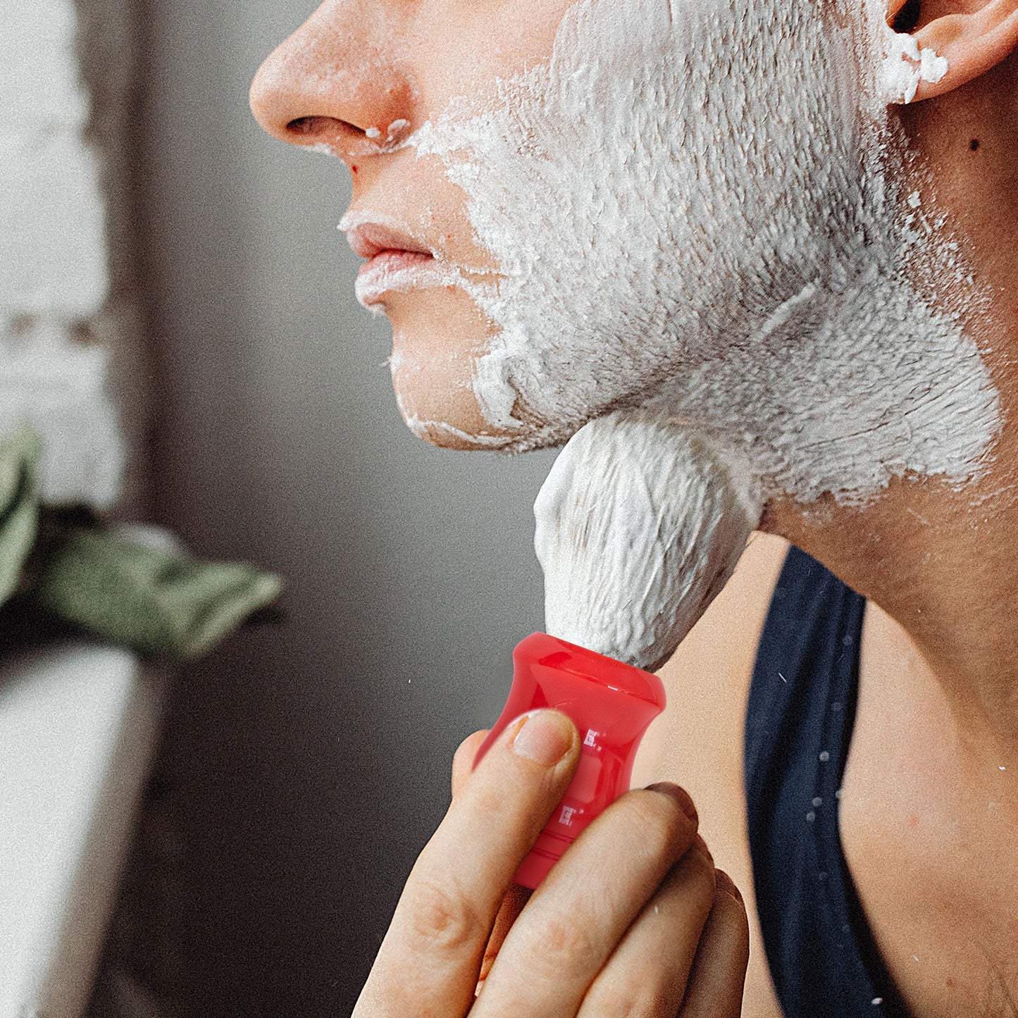 GG Shaving Brush|Nylon Hair|Red Acrylic Handle