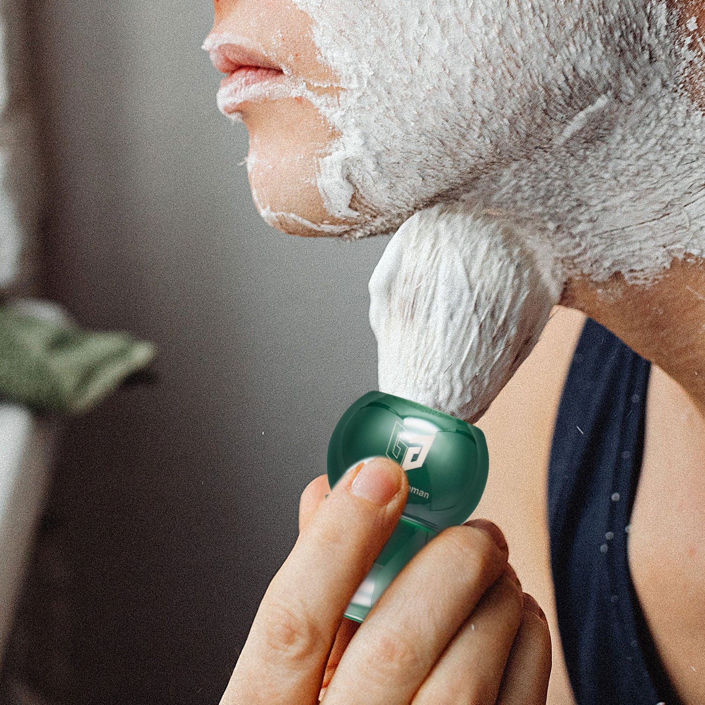 GG Shaving Brush|Nylon Hair|Green Acrylic Handle
