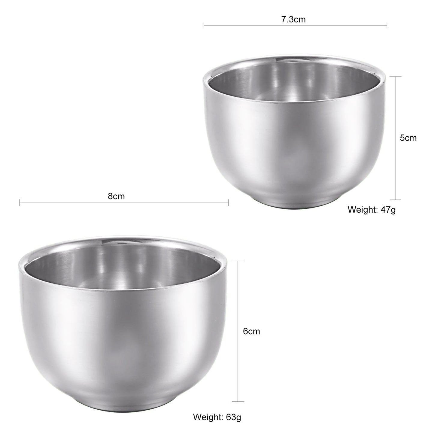 Great Gentleman Multi - 80mm/73mm Stainless steel Metal Shaving bowl