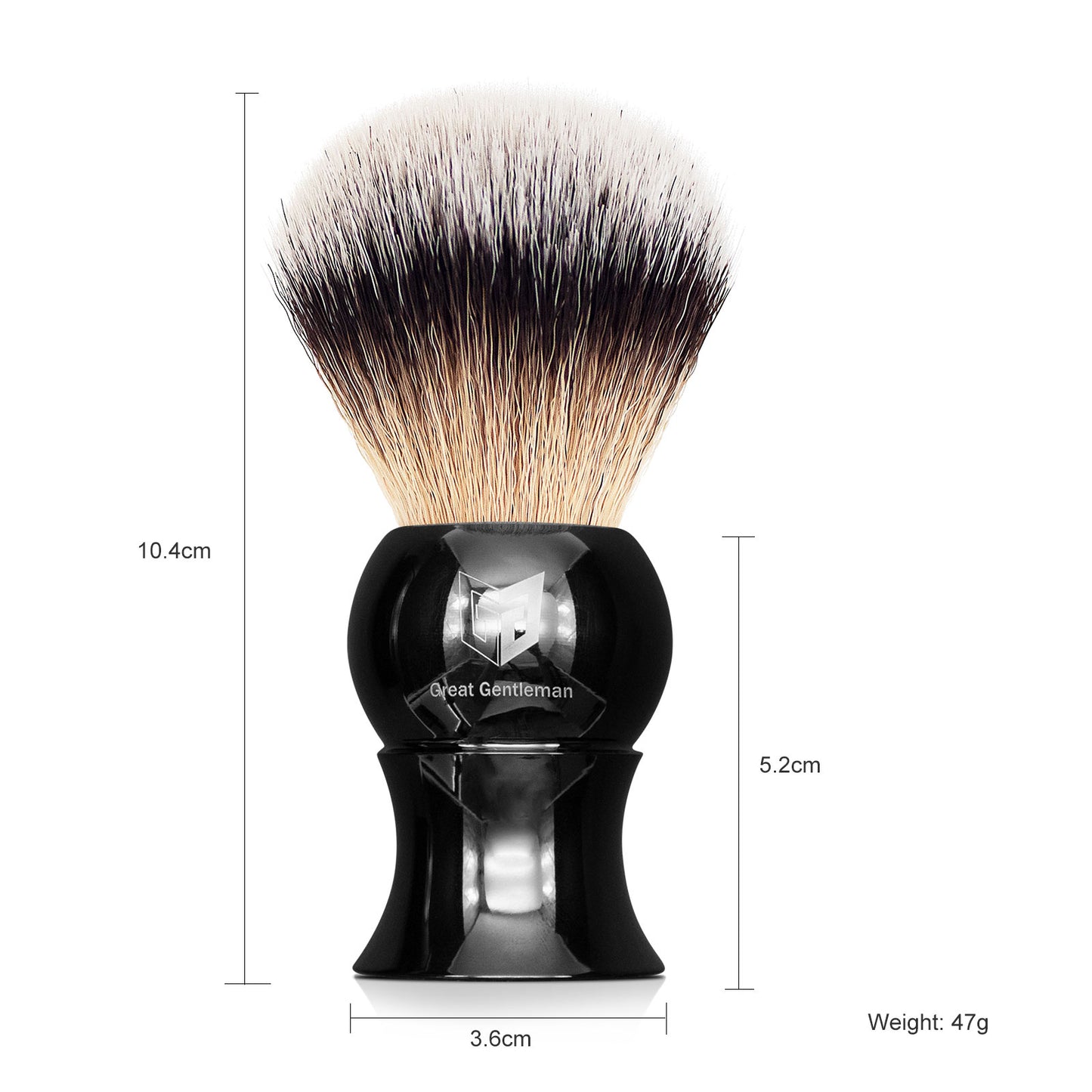 GG Shaving Brush|Nylon Hair|Black Acrylic Handle|Waist Drum
