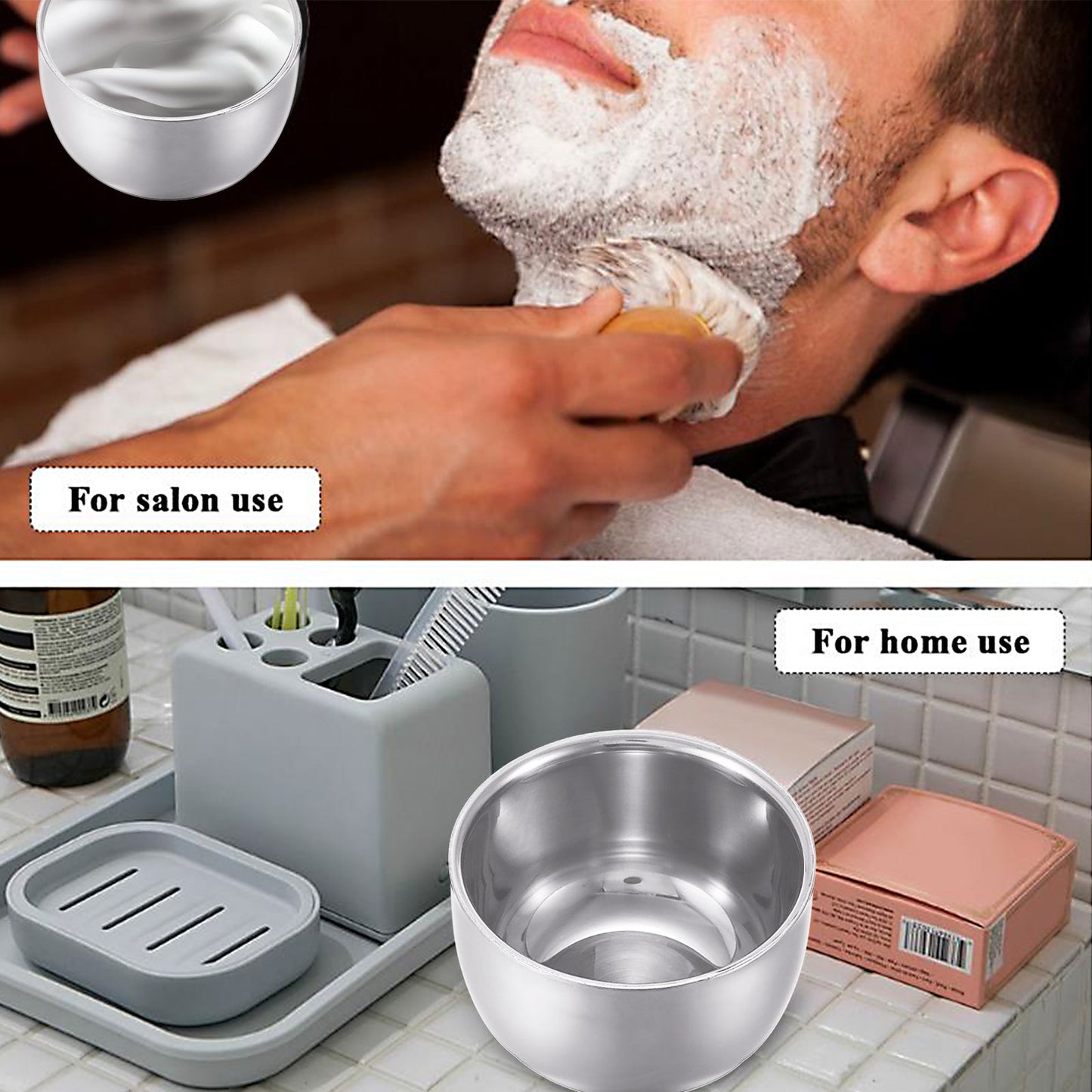 Great Gentleman Multi - 80mm/73mm Stainless steel Metal Shaving bowl