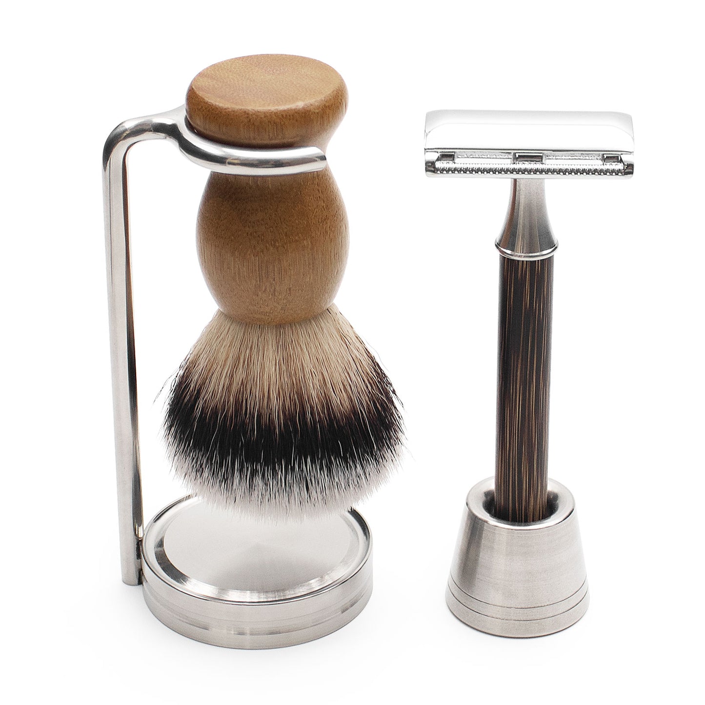 Wet Shave Men's Shaving Brush & Razor Holder Stand Economical Shaving Kit