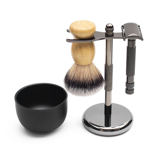 Great Gentleman Shaving Set Kit with Shaving brush, Stand, Safety Razor and Shaving Bowl