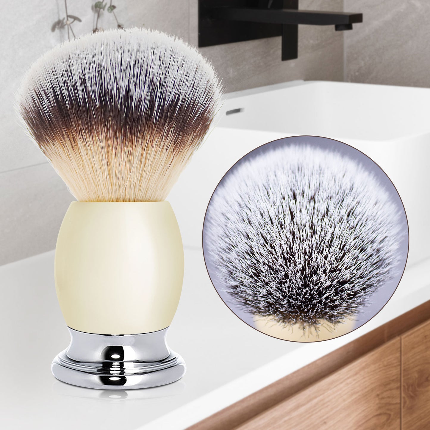 GG Shaving Brush|Nylon Hair|Acrylic+Stainless Steel Handle