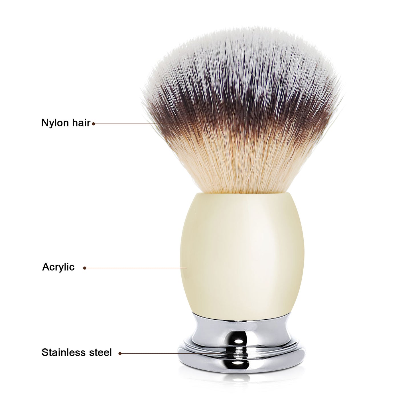 GG Shaving Brush|Nylon Hair|Acrylic+Stainless Steel Handle