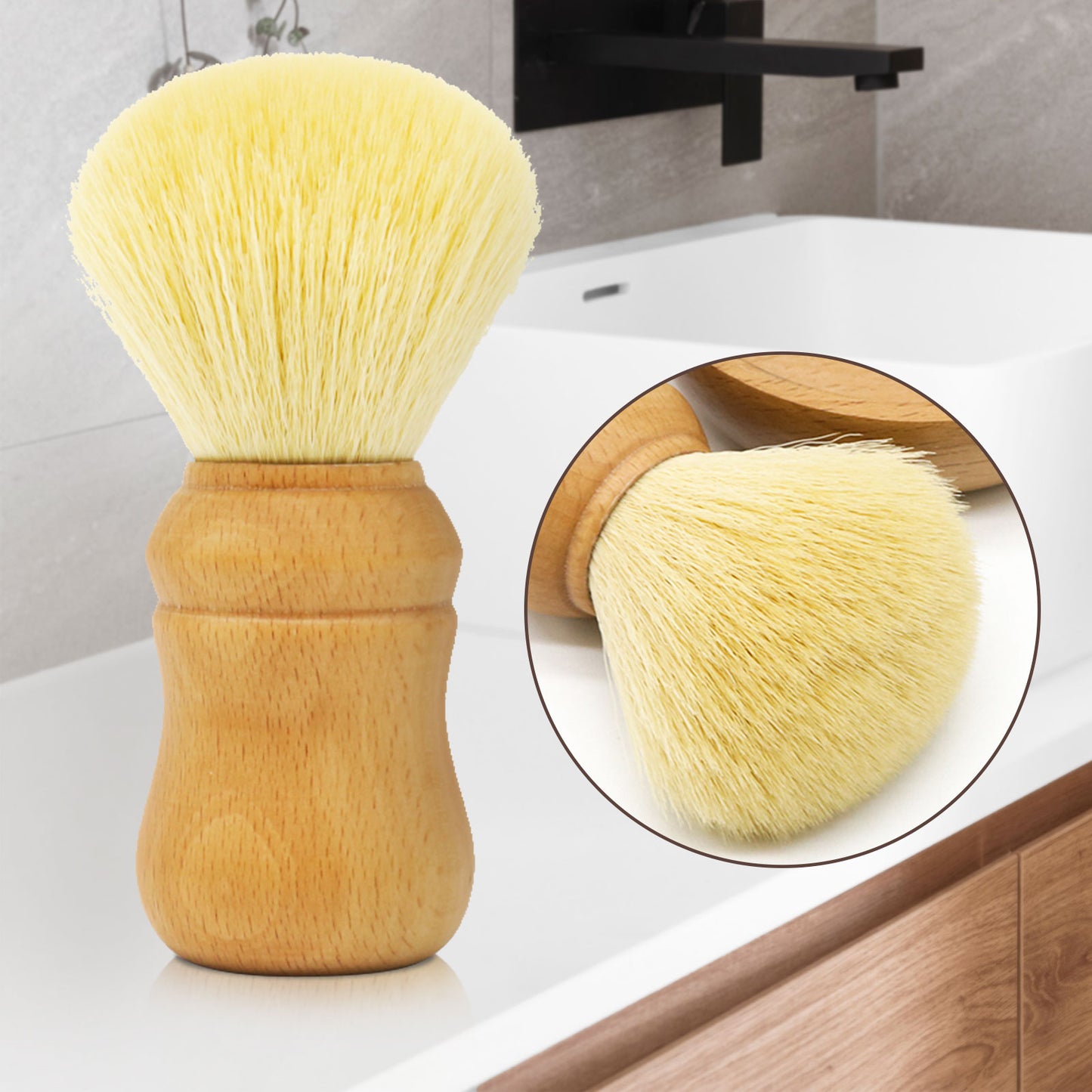 GG Shaving Brush|Nylon Hair|Beech Wood Acrylic Handle