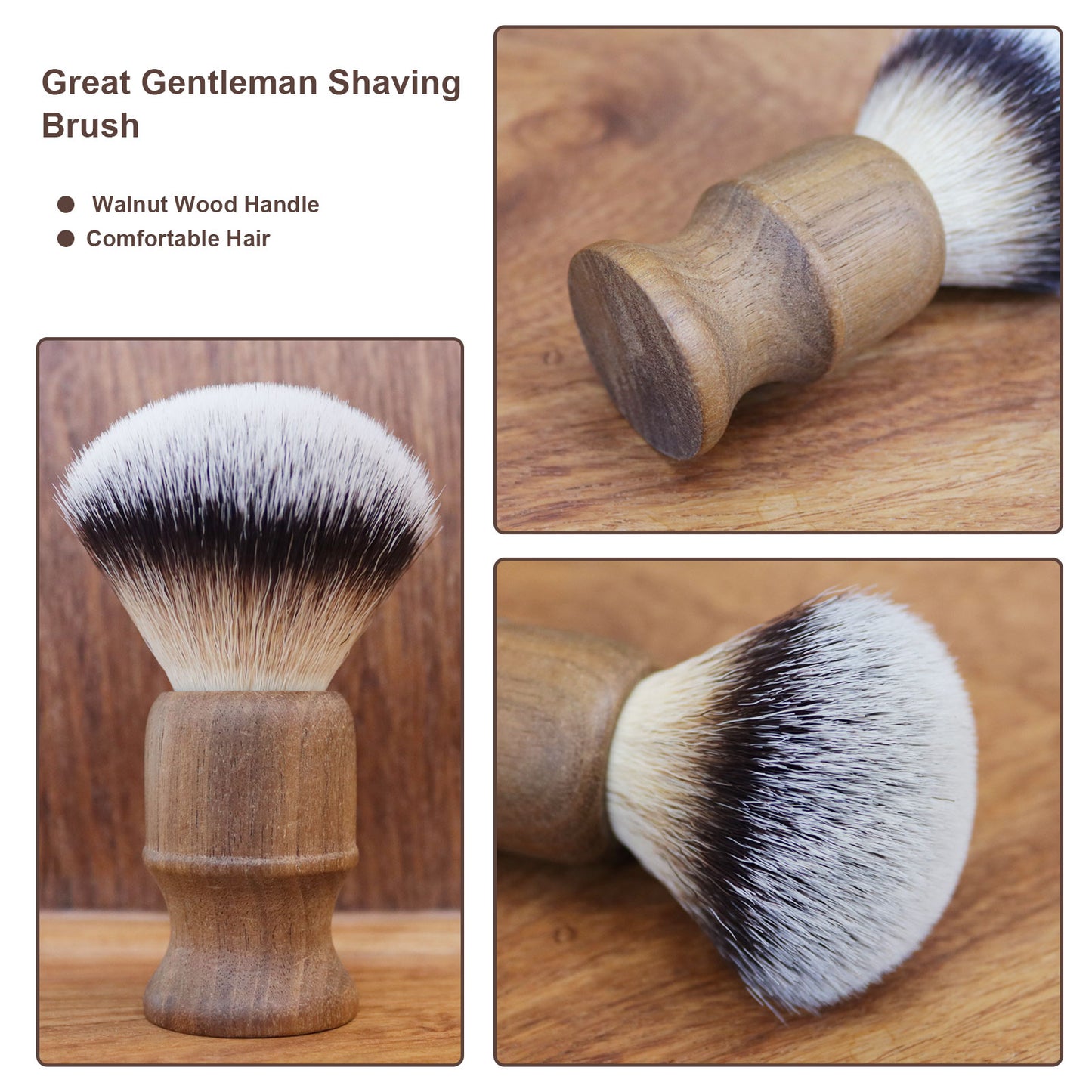GG Shaving Brush|Nylon Hair|Walunt wood Handle