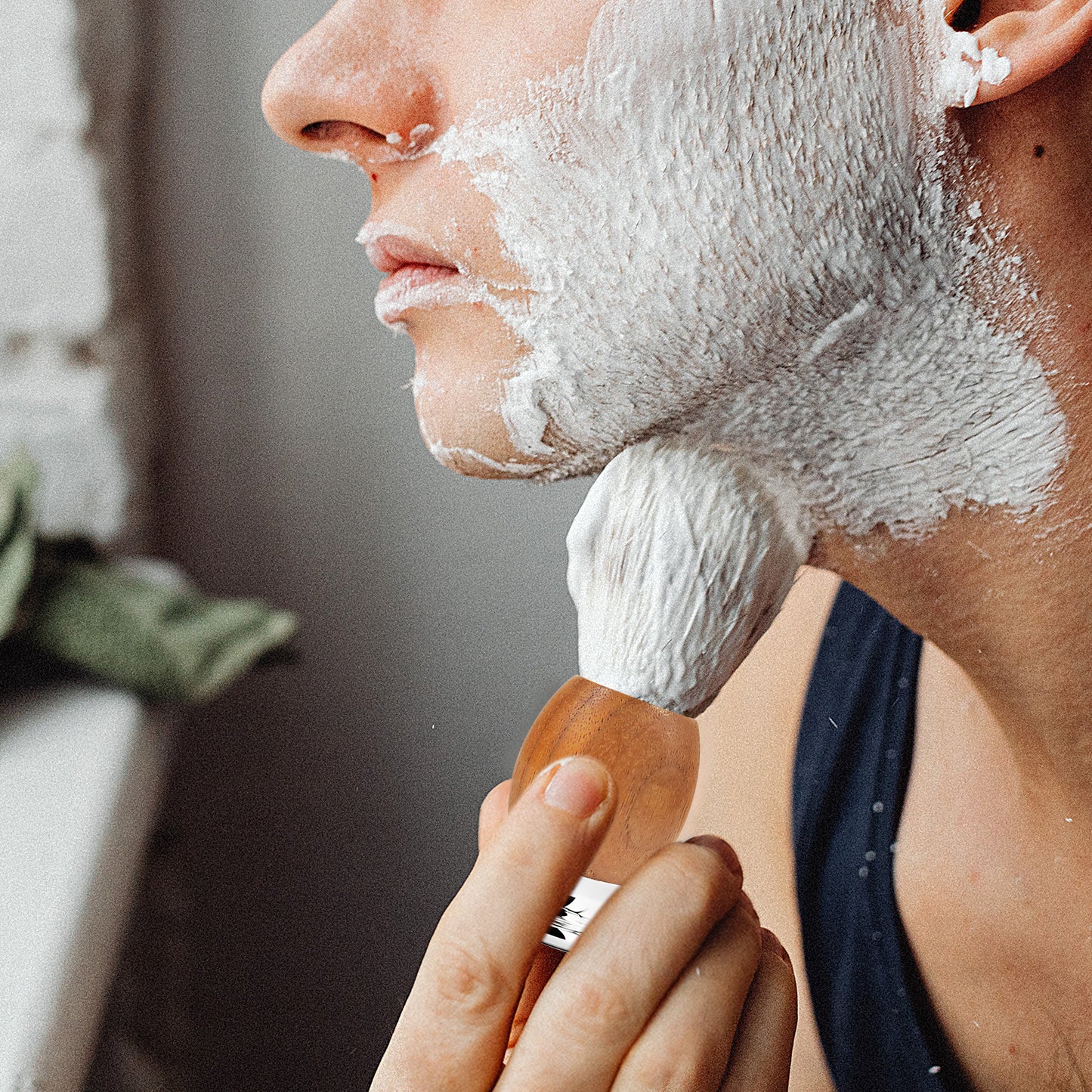 GG Shaving Brush|Nylon Hair|Black Walunt+Stainless Steel Handle