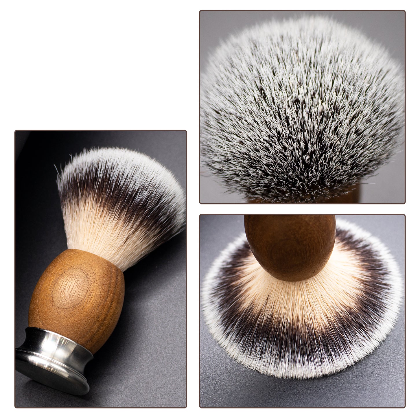 GG Shaving Brush|Nylon Hair|Black Walunt+Stainless Steel Handle