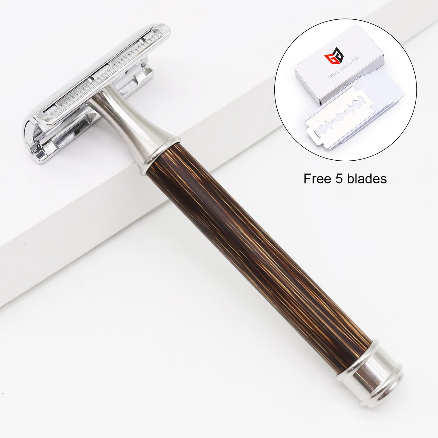 Great Gentleman Double Edge Shaving Safety Razor with Bamboo Wood Handle