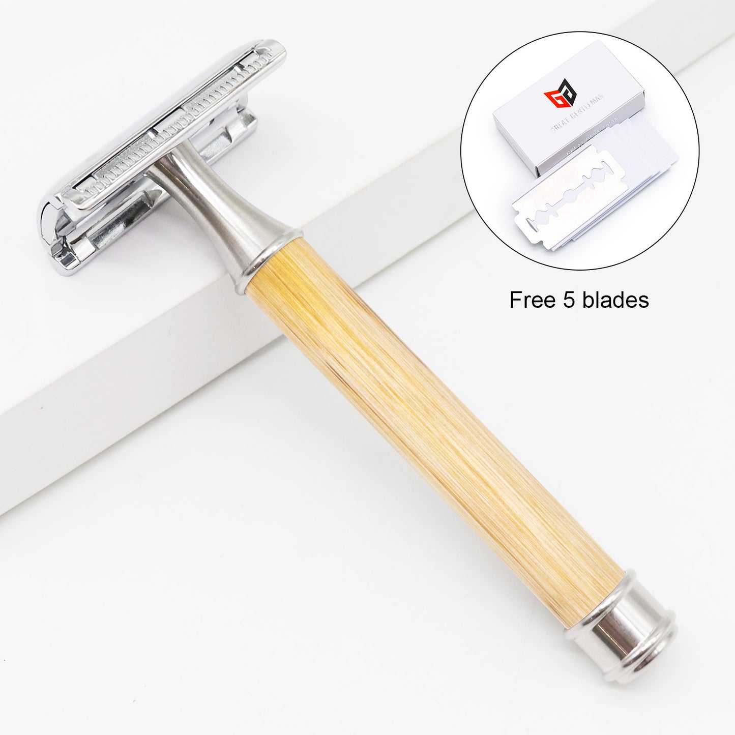 Great Gentleman Double Edge Shaving Safety Razor with Bamboo Wood Handle