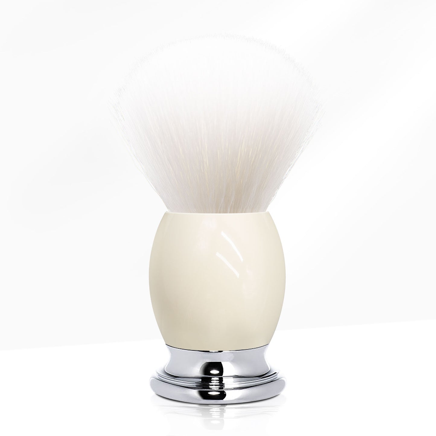 GG Shaving Brush|Nylon Hair|White Acrylic+Metal Handle