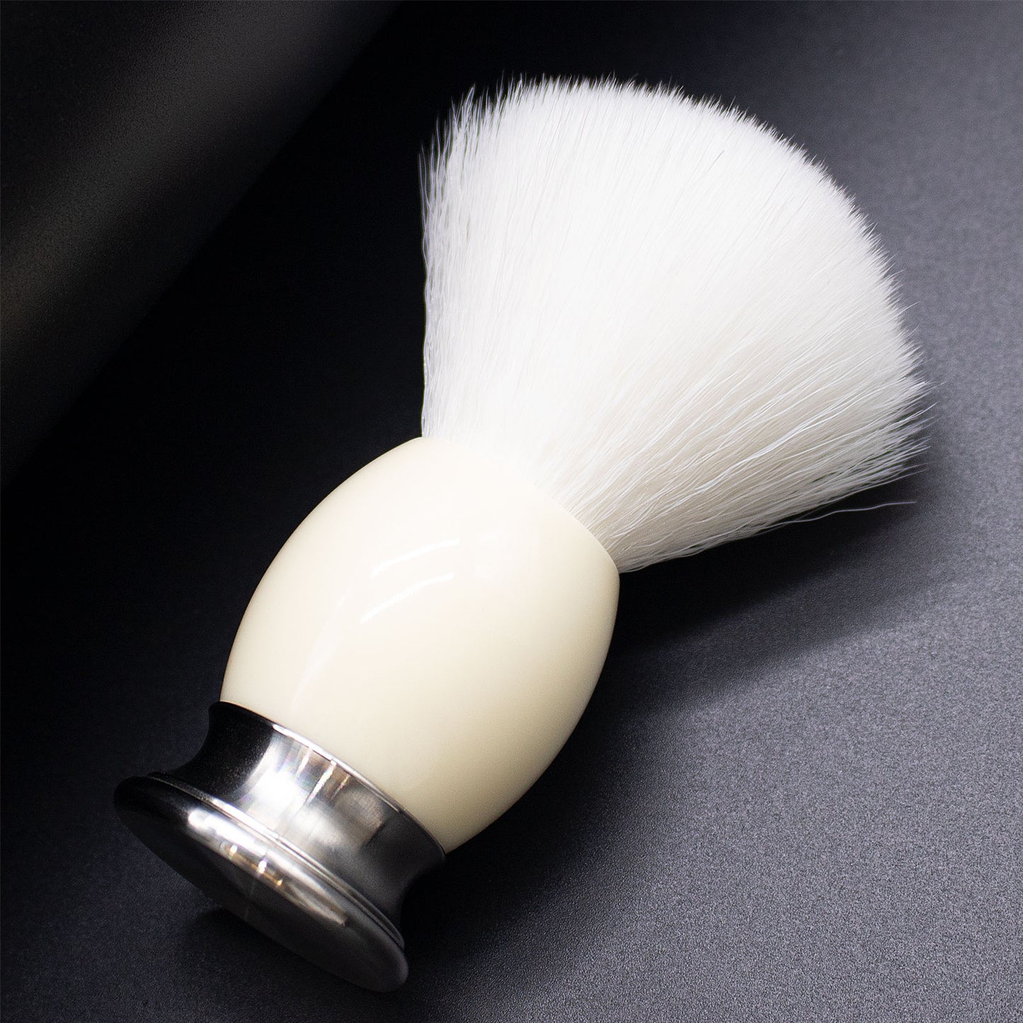 GG Shaving Brush|Nylon Hair|White Acrylic+Metal Handle