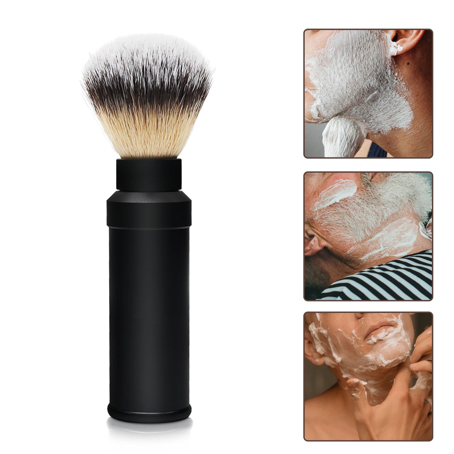 GG Shaving Brush|Portable|Nylon Hair|Black Aluminum Alloy Handle