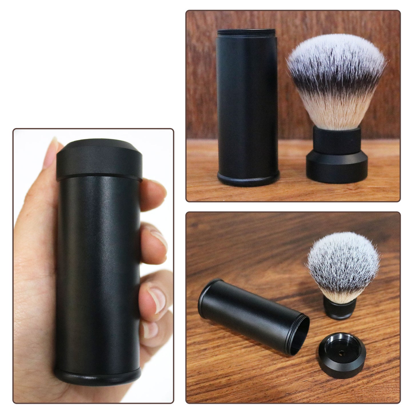 GG Shaving Brush|Portable|Nylon Hair|Black Aluminum Alloy Handle
