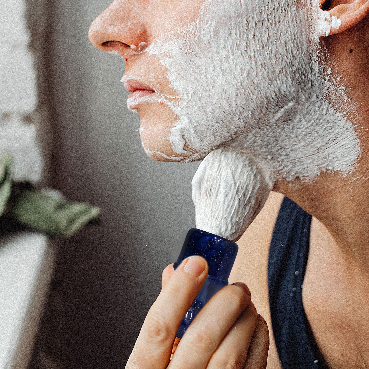 GG Shaving Brush|Nylon Hair|Bule Resin Handle