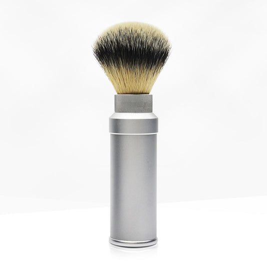 GG Shaving Brush|Portable|Nylon Hair|Silver Aluminum Alloy Handle
