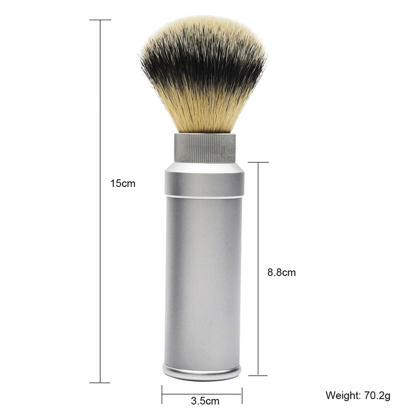 GG Shaving Brush|Portable|Nylon Hair|Silver Aluminum Alloy Handle