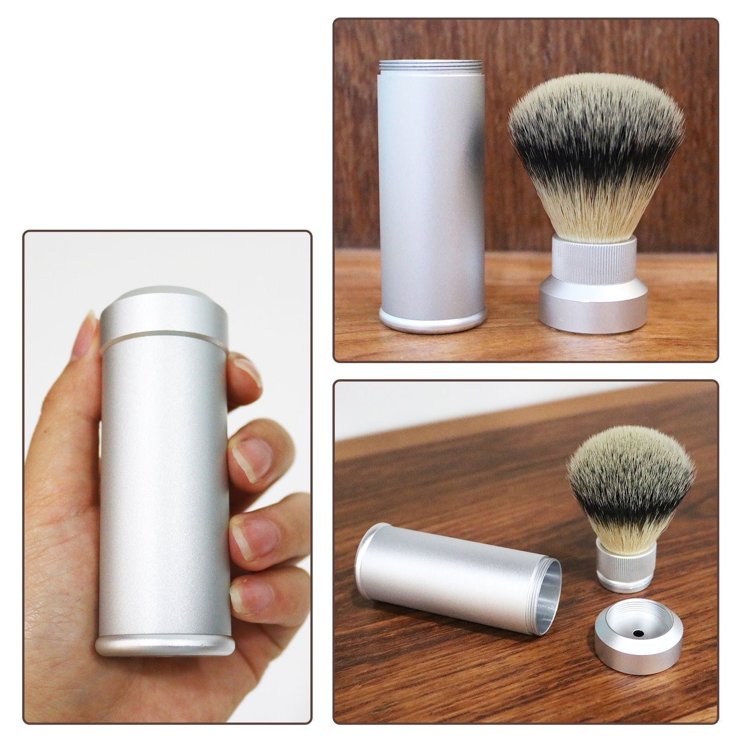 GG Shaving Brush|Portable|Nylon Hair|Silver Aluminum Alloy Handle