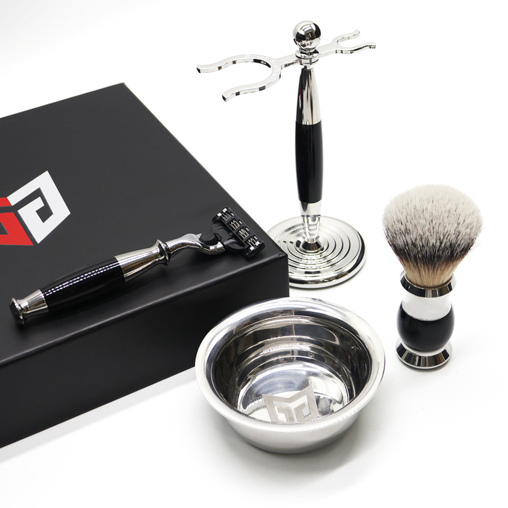 GG Shaving Set Kit with Shaving brush, Stand, Safety Razor and Shaving Bowl