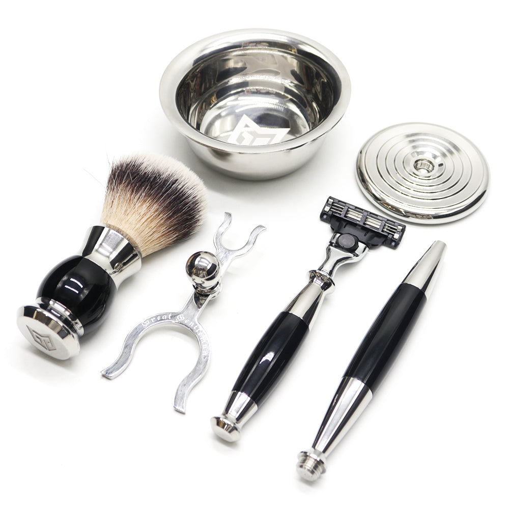 GG Shaving Set Kit with Shaving brush, Stand, Safety Razor and Shaving Bowl