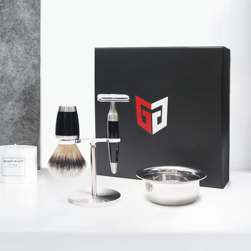 Great Gentleman Shaving Set Kit with Shaving brush, Stand, Safety Razor and Shaving Bowl