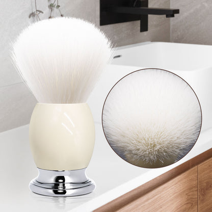 GG Shaving Brush｜Nylon Hair｜White Acrylic+Metal Handle