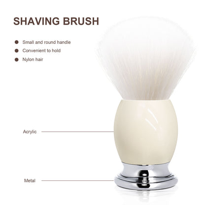 GG Shaving Brush｜Nylon Hair｜White Acrylic+Metal Handle