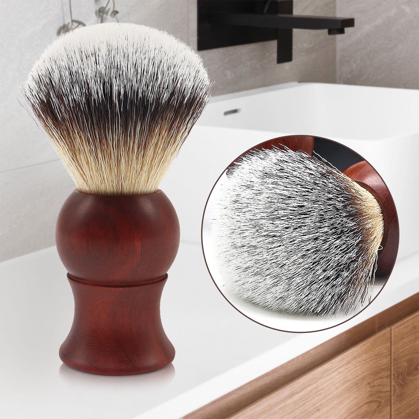 GG Shaving Brush｜Nylon Hair｜Red Rosewood Acrylic Handle